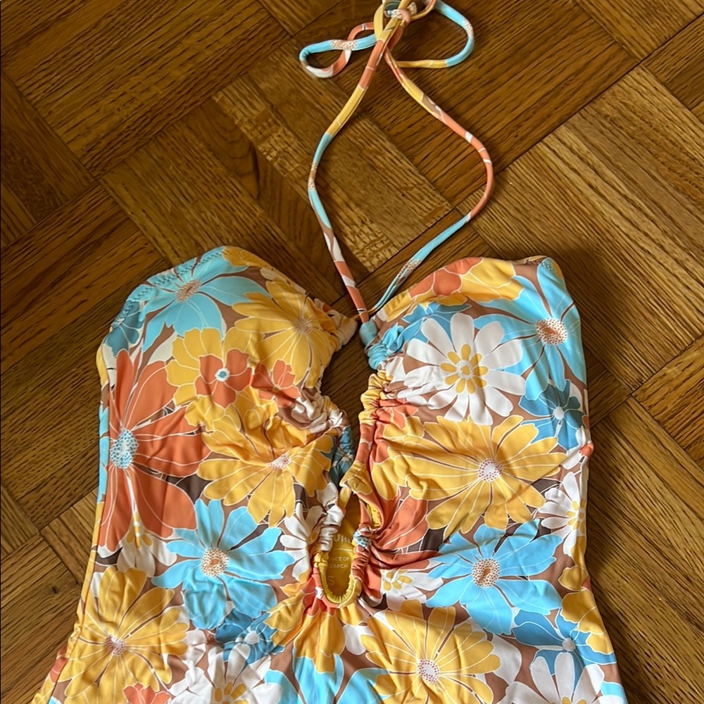 Rip Curl 70s Vibe Floral One-Piece Swimsuit - Yellow and Blue - Picture 3 of 6